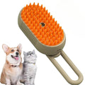 3-in-1 Cat Grooming Brush – Water Spray & Self-Cleaning Shedding Brush for Cats & Dogs – Pet Hair Removal & Massage Comb for Long & Short Hair (beige).
