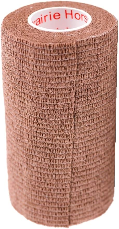 4 Inch Vet Wrap Tape Bulk (Brown) (Pack of 24) Self Adhesive Adherent Adhering Flex Bandage Grip Roll for Dog Cat Pet Horse