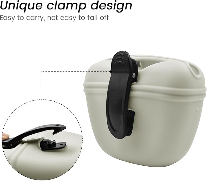 AUDWUD Silicone Dog Treat Pouch,Clip on Portable Training Container,Convenient Magnetic Buckle Closing and Waist Clip,No BPA