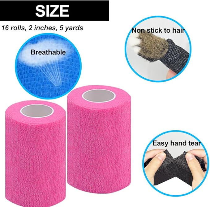 12 Pack Self Adhesive Bandage Wrap,3" X 5 Yards Beige Elastic Cohesive Bandage for Sports,Wrist,Ankle,Vet Wrap,Grip Tape