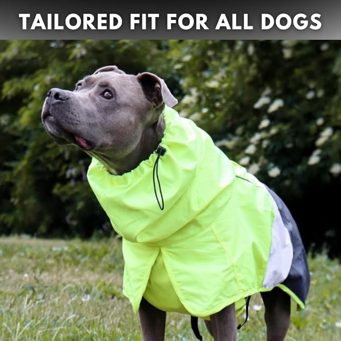 Spark Paws Dog Raincoat, Waterproof Windproof Rain Jacket, for Small Medium Large Extra Large Dogs, Reflective Breathable Full-Body Coverage Dry Suit - Neon White Navy Blue, S