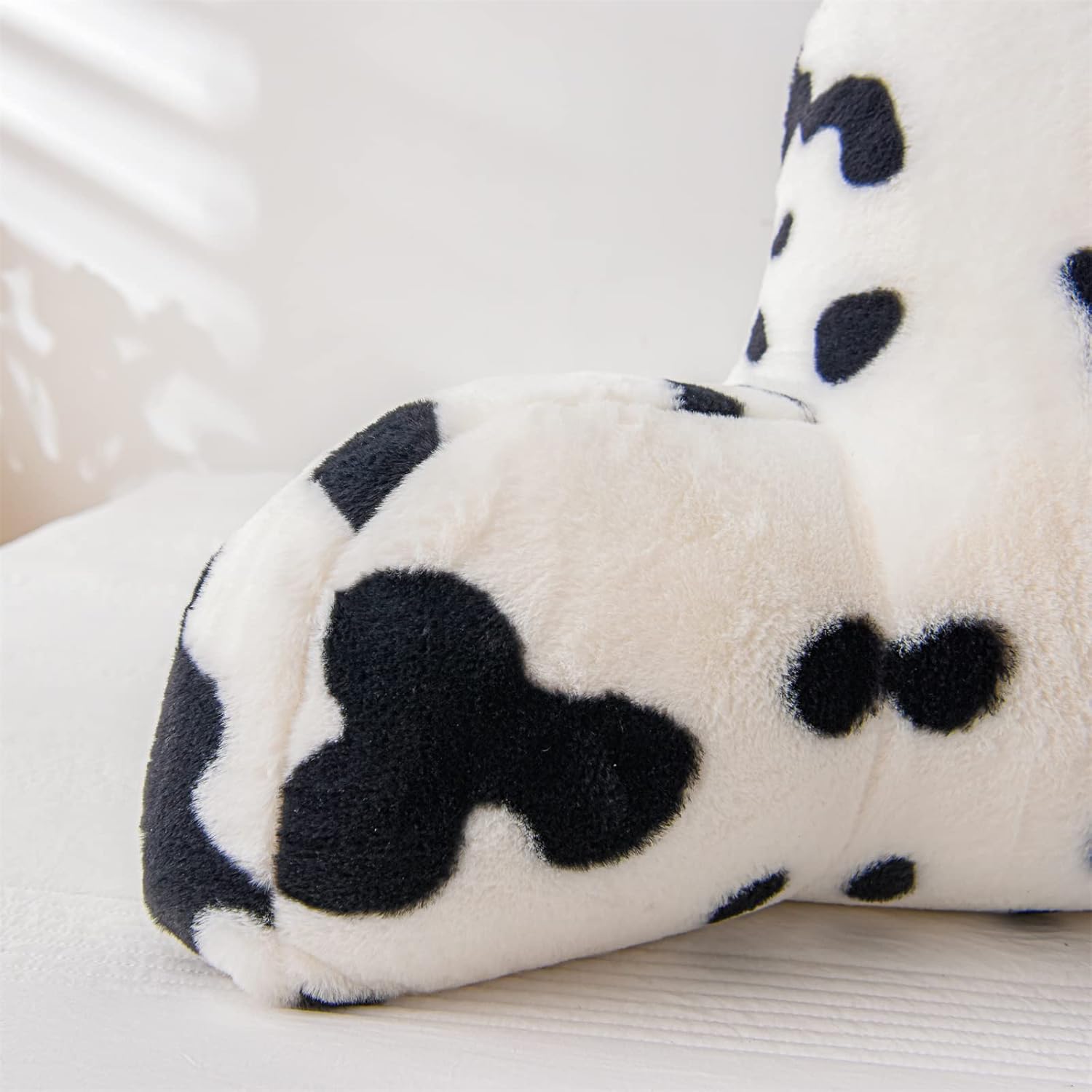 A Nice Night Faux Fur Reading Pillow Bed Wedge Large Adult Children Backrest with Arms Back Support for Sitting Up in Bed/Couch for Bedrest,Cow