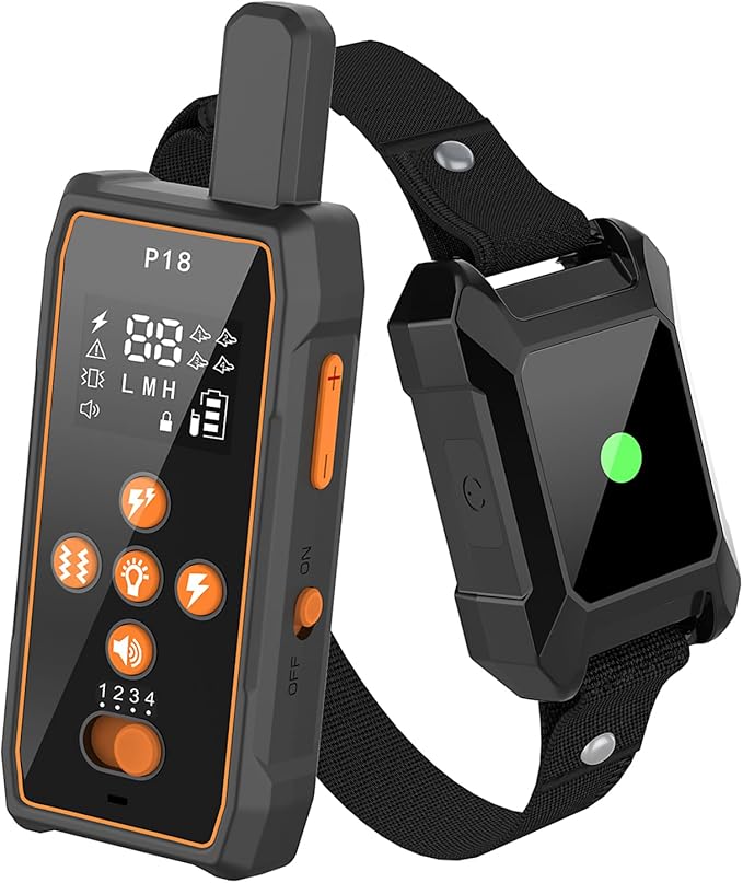 Dog Shock Collar, Pet Training Collar for Dogs with 4200ft Range, IPX7 Waterproof, Dog Bark Collar with 4 Modes & Safety Lock, Rechargeable E-Collar for All Breeds - Correct Bad Habits