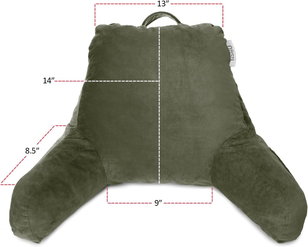 Nestl Reading Pillow for Kids & Teens with Shredded Memory Foam, Backrest Pillows for Reading, Watching, and Gaming, Use on the Couch, Bed, or Floor, Adjustable Support with Washable Cover Olive Green