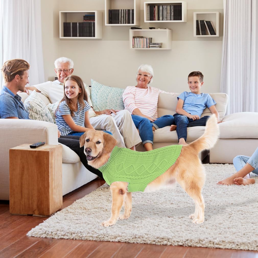 BINGPET Thermal Knitted Dog Sweater for Small Medium Large Dogs,Winter Dog Cat Coat Warm Sweartershirts Outfits,Classic Cable Knit Turtleneck Pullover Dog Jumper Coat Warm Sweartershirts