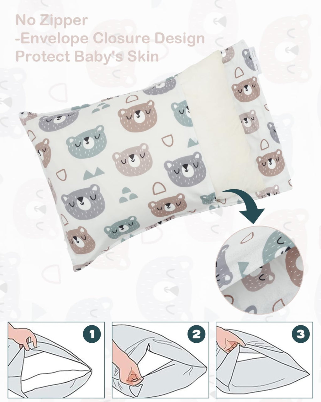 ALVABABY Toddler Pillowcases Stretchy Soft Kids Pillow Cover 2 Pack Fit 13"x 18" or 12"x16" Envelope for Girl Boy Sleepy Travel 2TPE31A