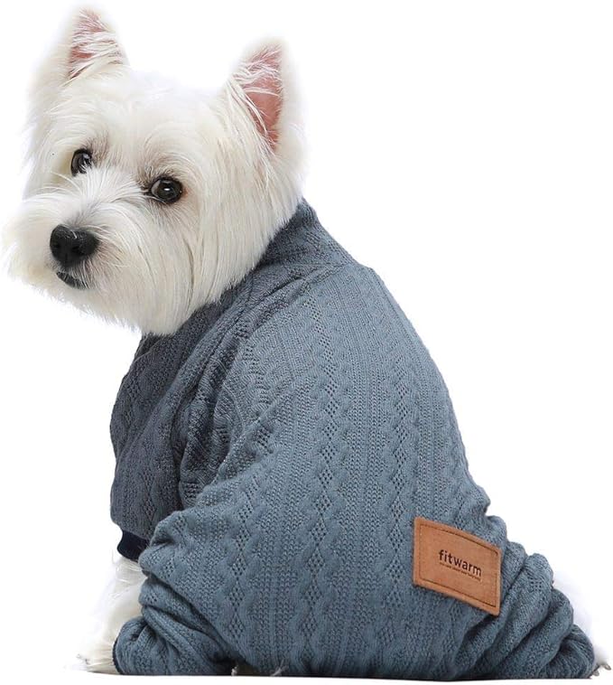 Fitwarm Turtleneck Knitted Dog Sweaters Winter Outfits Pet Coats Cat Clothes Blue XXL