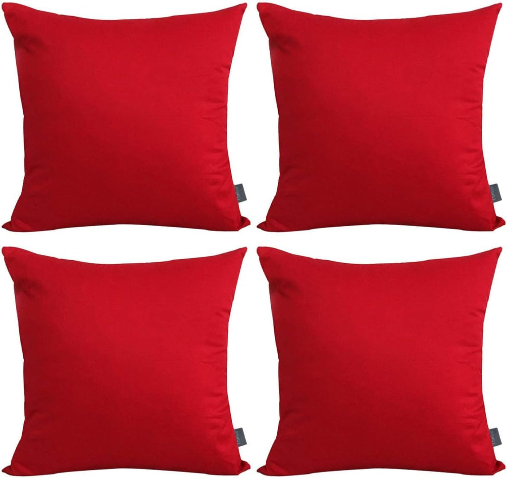 Thmyo 4-Pack 100% Cotton Comfortable Solid Decorative Throw Pillow Case Square Cushion Cover Pillowcase Sublimation Blank Pillow Covers DIY Throw Pillowcase for Couch Sofa(22x22 inch/ 55x55cm,Red)