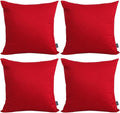 Thmyo 4-Pack 100% Cotton Comfortable Solid Decorative Throw Pillow Case Square Cushion Cover Pillowcase Sublimation Blank Pillow Covers DIY Throw Pillowcase for Couch Sofa(22x22 inch/ 55x55cm,Red)