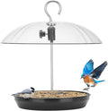 Kingsyard Adjustable Platform Bird Feeder for Outdoors Hanging, Metal Tray Bird Feeder with Dome Top, Attract Bluebirds Cardinals Goldfinches (Black)