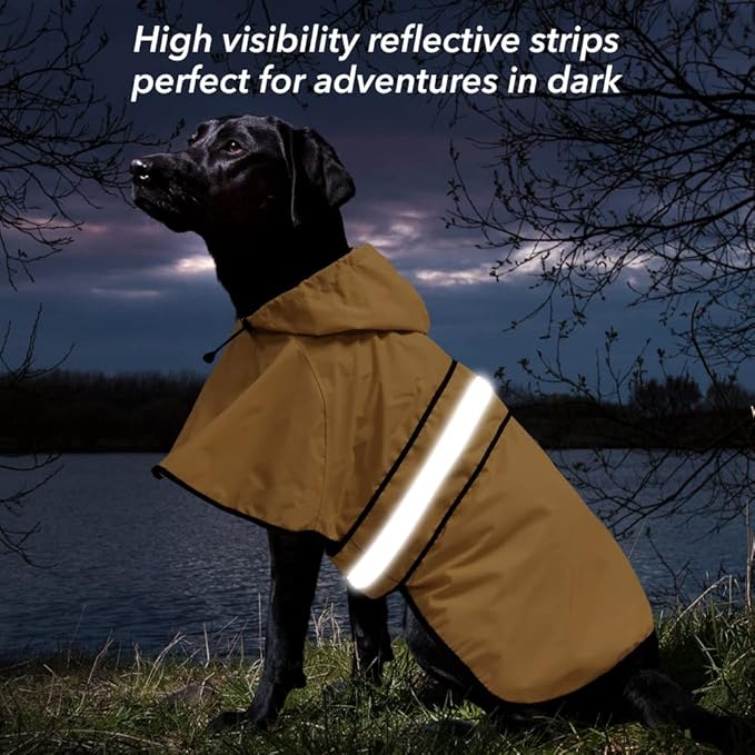 Reflective Dog Raincoat - Adjustable Raincoat for Dogs, Lightweight Hooded Dog Raincoats Poncho Slicker, Waterproof Rain Jacket Coat for Small, Medium, Large Dogs Walking (Yellow, XX-Large)
