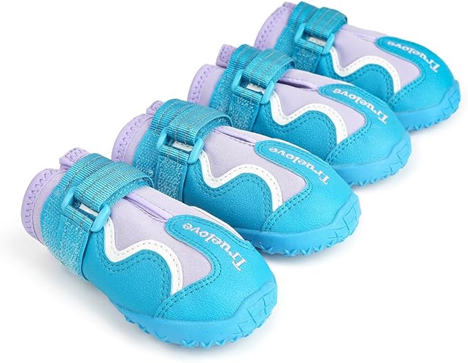 Truelove Dog Boots,Waterproof Pet Shoes with Reflective Straps for Paw Protectors Small Medium Large Dog Summer Winter Snow Outdoor Walking