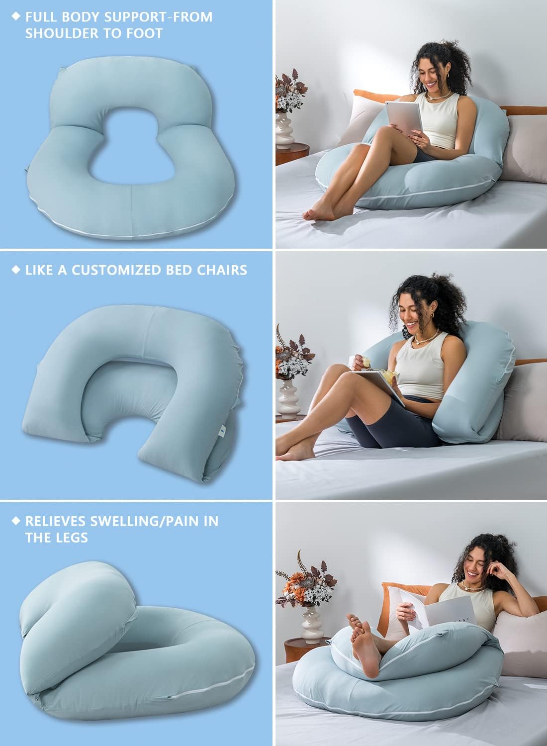 INSEN Reading Pillow, Back Pillow for Sitting in Bed and Couch, Gaming Pillow for Adults, Sit Up Support for Bed, Green Jersey