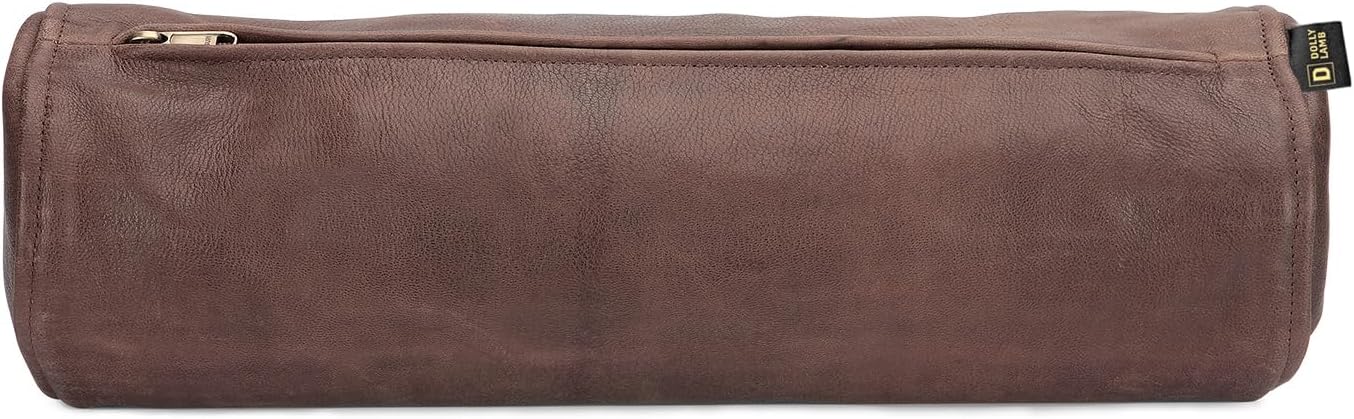 D DOLLY LAMB Goat Leather Cylindrical Cushion Covers - Round Cervical Roll Cylinder Bolster Pillow Cover | Designed for Head, Neck, Back, and Legs, 7x24 Inches - Chiku Brown Pack of 1