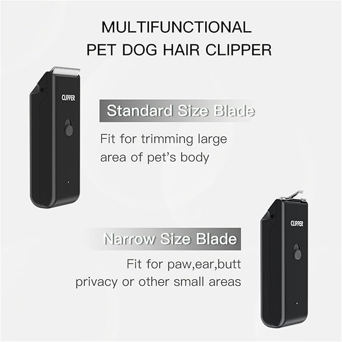 2-in-1 Professional Dog Grooming Kit - Low Noise, Waterproof, USB Rechargeable, and Safe Ceramic Blade - Gift for Dogs and Cats (Black)