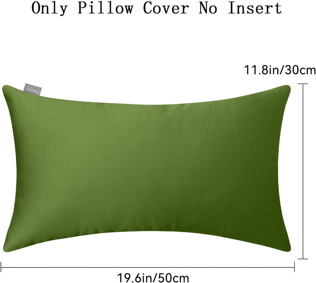 Thmyo 4-Pack 100% Cotton Lumbar Comfortable Solid Decorative Throw Pillow Case, Rectangle Cushion Cover Pillowcase Sublimation Blank Pillow Covers DIY Throw Pillowcase(12x20inch/30x50cm, Olive Green)