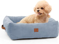 25In Dog Bed for Small Medium Sized Dogs - Washable Rectangle Puppy Bed for Indoor Outdoor, Cozy Pet Bed with Support Pillow & Non-Slip Bottom(Blue, Medium)