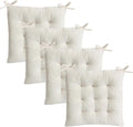 Set of 4 Chair Cushions for Dining Chairs with Ties, Indoor Non-Slip Kitchen Chair Pad and Dining Room Seat Cushion Mat for Office Living Room Outdoor 15.5" - Ivory