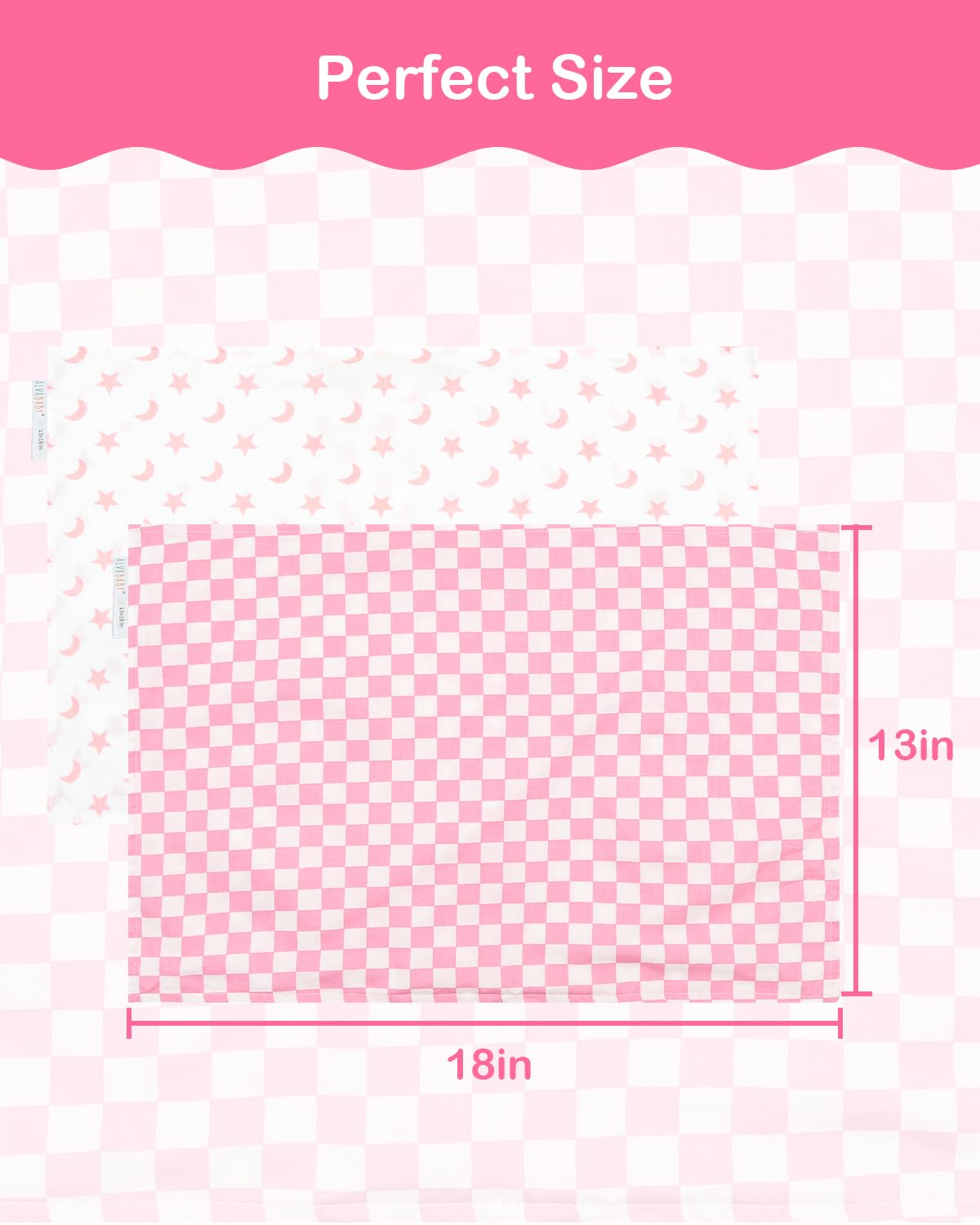 ALVABABY Toddler Pillowcases 2 Pack Organic Cotton Kids Pillow Cover Fit 13"x 18" or 12"x28" Envelope for Girl Boy Sleepy Travel 2TPW33A