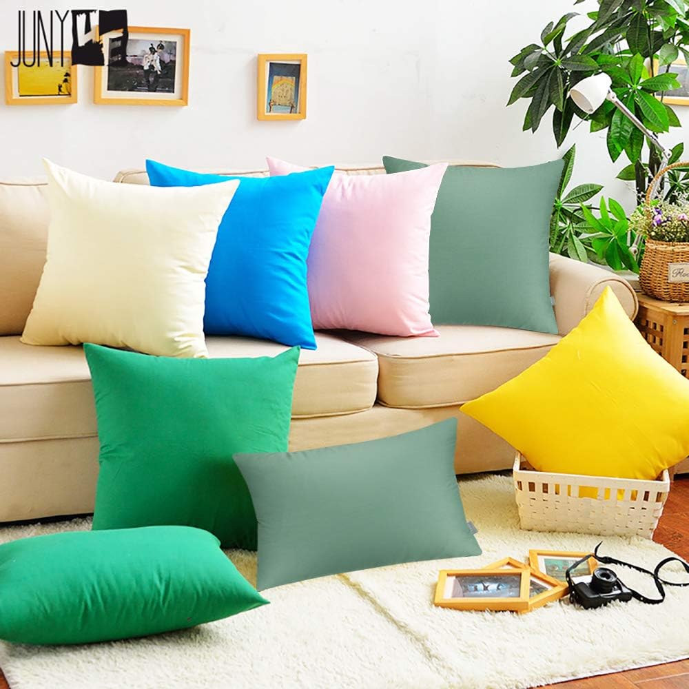 4-Pack 100% Cotton Lumbar Comfortable Solid Decorative Throw Pillow Case,Thmyo Rectangle Cushion Cover Pillowcase Sublimation Blank Pillow Covers DIY Throw Pillowcase(12x20inch/30x50cm, Bright Green)