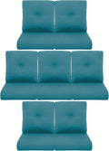 7-Piece Outdoor Patio Cushion Set - Fade & Water Resistant with Removable Olefin Cover, 22x24x4 Inch Memory Foam Cushions for Wicker Sectional Sof - Peacock Green/Buckle