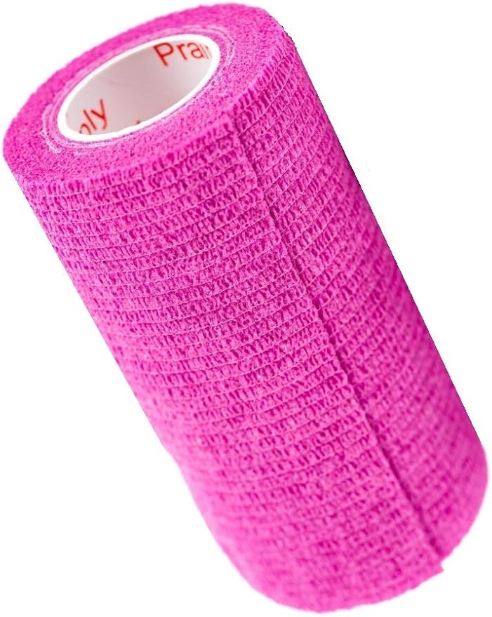 4 Inch Vet Wrap Tape Bulk (Fuchsia) (Pack of 6) Self Adhesive Adherent Adhering Flex Bandage Grip Roll for Dog Cat Pet Horse