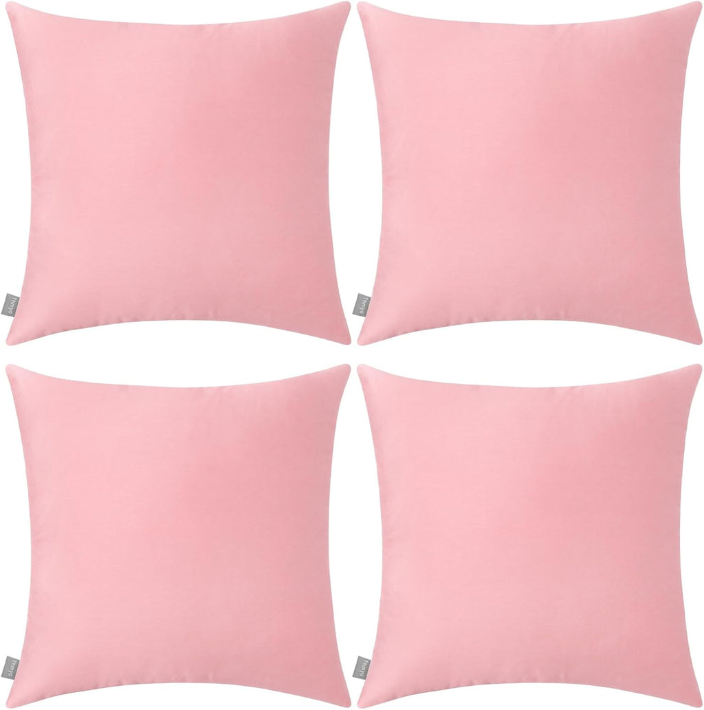 4-Pack 100% Cotton Comfortable Solid Decorative Throw Pillow Case,Thmyo Square Cushion Cover Pillowcase Sublimation Blank Pillow Covers DIY Throw Pillowcase for Sofa(20x20 inch/ 50x50cm,Pink 2)