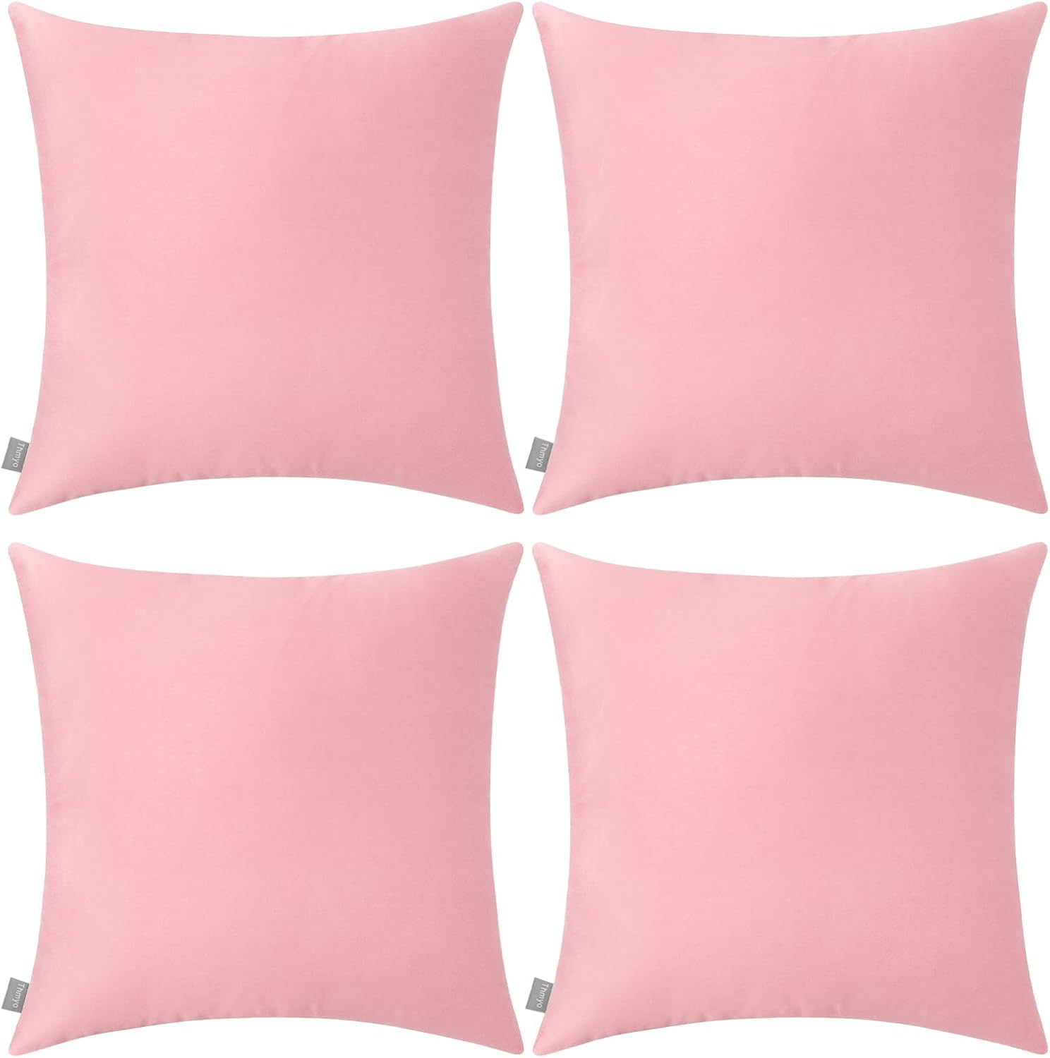 4-Pack 100% Cotton Comfortable Solid Decorative Throw Pillow Case,Thmyo Square Cushion Cover Pillowcase Sublimation Blank Pillow Covers DIY Throw Pillowcase for Couch Sofa(18x18 inch/ 45x45cm,Pink 2)