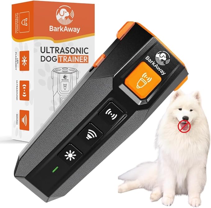 2025 Ultrasonic Dog Bark Deterrent for Safe Anti-Bark Training Stop Neighbor's Dog Device with 4 Working Modes, LED Flashlight – 2 in 1 Pet Training Device with Long Range Humane Technology