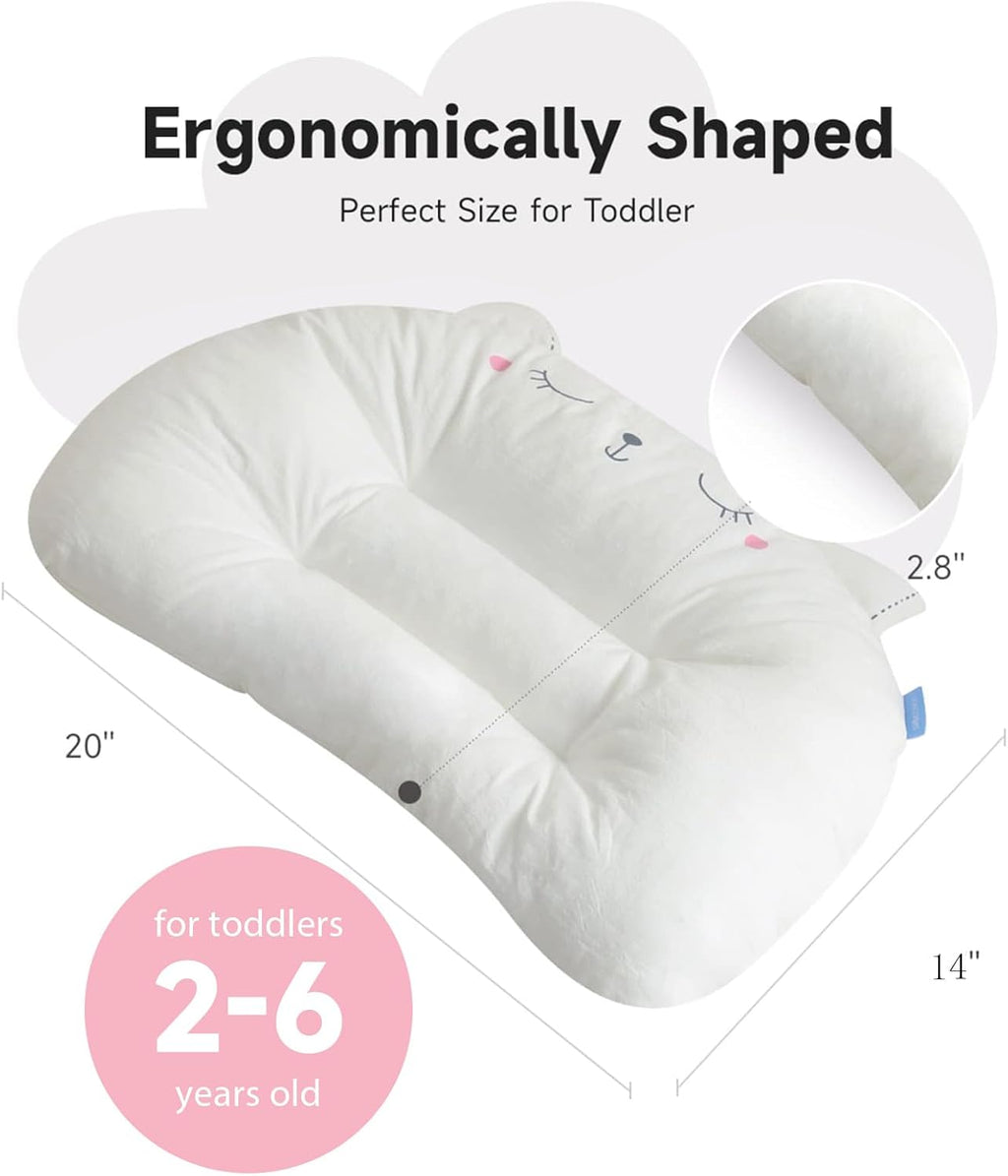 Choc chick Toddler Pillow,20X14inches Machine Washable Soft Hypoallergenic Kids Pillows,Child Cute Animal Perfect Toddler Pillows for Sleeping 2 Year Old (Cat)