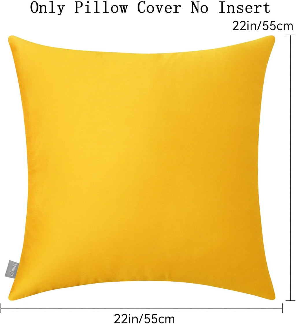 Thmyo 4-Pack 100% Cotton Comfortable Solid Decorative Throw Pillow Case Square Cushion Cover Pillowcase Sublimation Blank Pillow Covers DIY Throw Pillowcase for Sofa Couch(22x22 inch/ 55x55cm,Yellow)