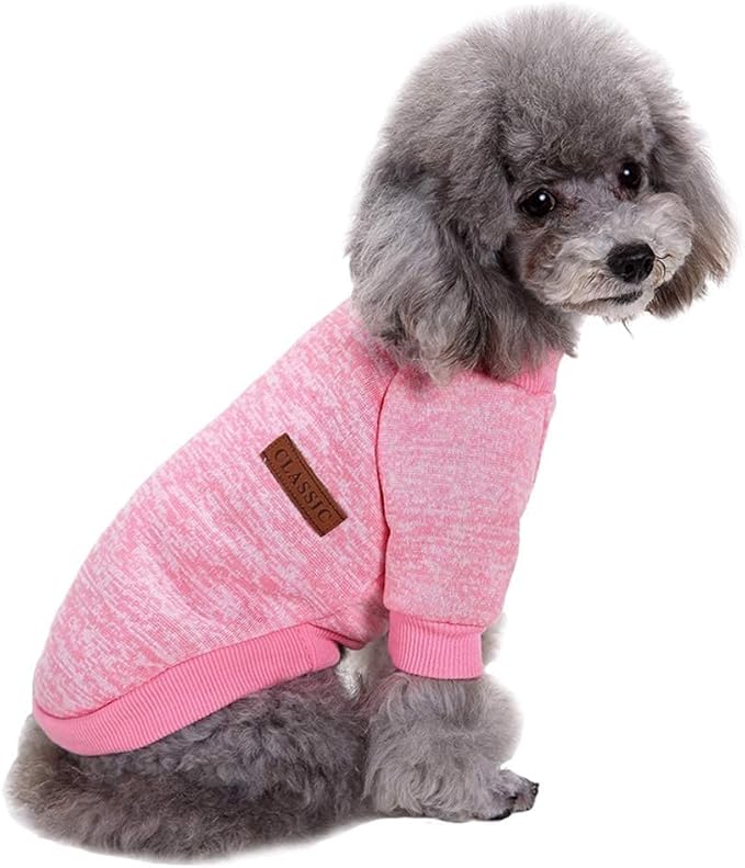 Jecikelon Dog Clothes Dogs Sweater Soft Puppies Clothing Winter Puppy Sweaters Warm Outfit for Dogs Small XXS XS Cat Apparel (Pink, XXS)