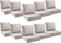 6" Thick Outdoor Cushions 24x24x6, 10-Set Deep Seat Patio Cushions with Removable Cover, Waterproof & Fade Resistant Replacement for Wicker Chair, Loveseat, Sofa - Beige