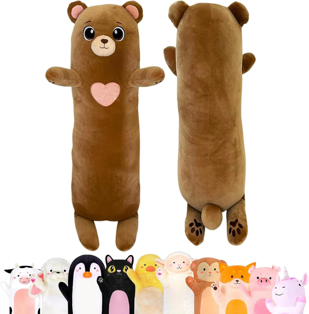 Bear Plush Body Pillow for Kids | Long Stuffed Animal Cuddle Pillow | Soft Hugging Toy | Plushie Gift for Girls & Boys | Long Plush Body Pillow for Sleep & Comfort | Small, 23 Inches