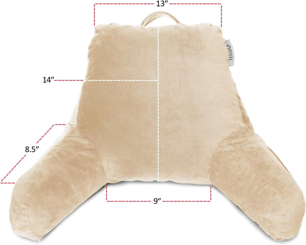Nestl Reading Pillow for Kids & Teens with Shredded Memory Foam, Backrest Pillows for Reading, Watching, and Gaming, Use on the Couch, Bed, or Floor, Adjustable Support with Washable Cover Beige Cream