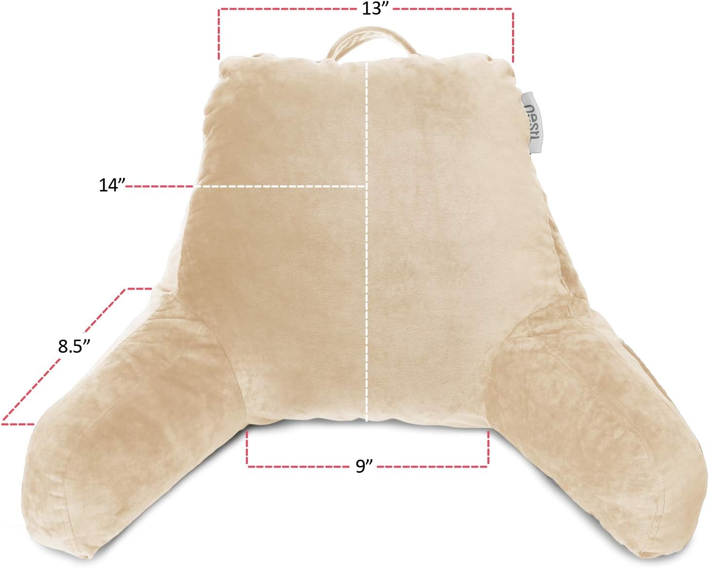 Nestl Reading Pillow for Kids & Teens with Shredded Memory Foam, Backrest Pillows for Reading, Watching, and Gaming, Use on the Couch, Bed, or Floor, Adjustable Support with Washable Cover Beige Cream