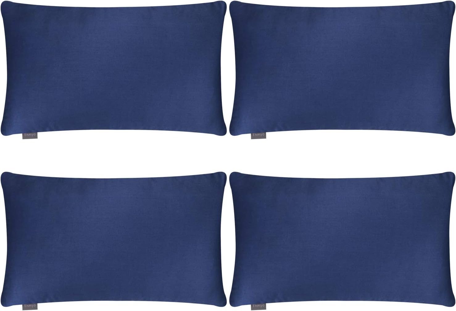 Thmyo 4-Pack 100% Cotton Lumbar Comfortable Solid Decorative Throw Pillow Case Rectangle Cushion Cover Sublimation Blank Pillow Covers Christmas DIY Throw Pillowcase(12x20inch/30x50cm,Midnight Blue)