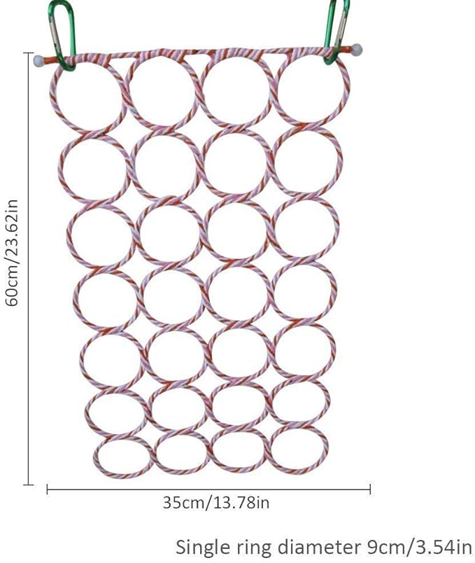 Bird Rat Climbing Rope Net Bird Swing, Parrot Cage Toys,Small Animal Activity Toy for Gerbil,Swing Hanging Play with Mirror for Macaw African Greys Parakeet Cockatoo Lovebirds (Bird Perch)