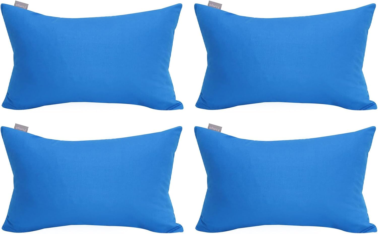 Thmyo 4-Pack 100% Cotton Lumbar Comfortable Solid Decorative Throw Pillow Case, Rectangle Cushion Cover Pillowcase Sublimation Blank Pillow Covers DIY Throw Pillowcase(12x20inch/30x50cm, Blue)
