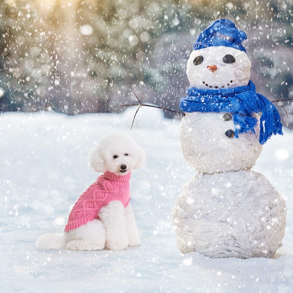 BINGPET Thermal Knitted Dog Sweater for Small Medium Large Dogs,Winter Dog Cat Coat Warm Sweartershirts Outfits,Classic Cable Knit Turtleneck Pullover Dog Jumper Coat Warm Sweartershirts