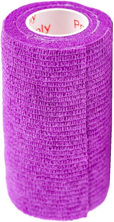 4 Inch Vet Wrap Tape Bulk (Purple) (Pack of 6) Self Adhesive Adherent Adhering Flex Bandage Grip Roll for Dog Cat Pet Horse