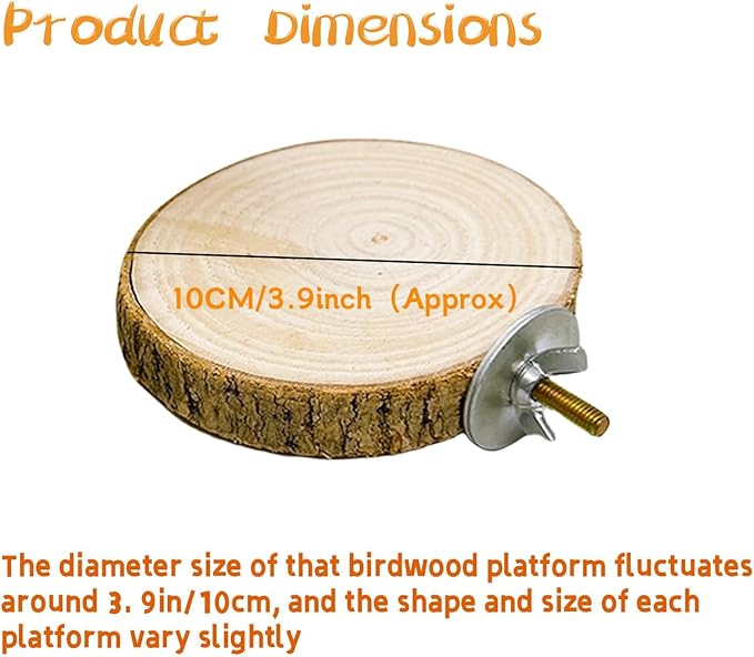 Hamiledyi 3PCS Perch Platform for Bird Cage Natural Round Wooden Stand Platform Bird Toy for Parakeet Cockatiel Parrot Budgie Sparrow Hamster Canary Bears