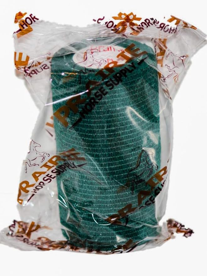 4 Inch Vet Wrap Tape Bulk (Hunter Green) (Pack of 6) Self Adhesive Adherent Adhering Flex Bandage Grip Roll for Dog Cat Pet Horse