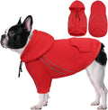 ASENKU Cozy Dog Hoodie，Soft Sweater with Adjustable Hood, Back Pocket and Leash Access Hole，Warm Reflective Sweatshirt for Cold Weather（Red，M