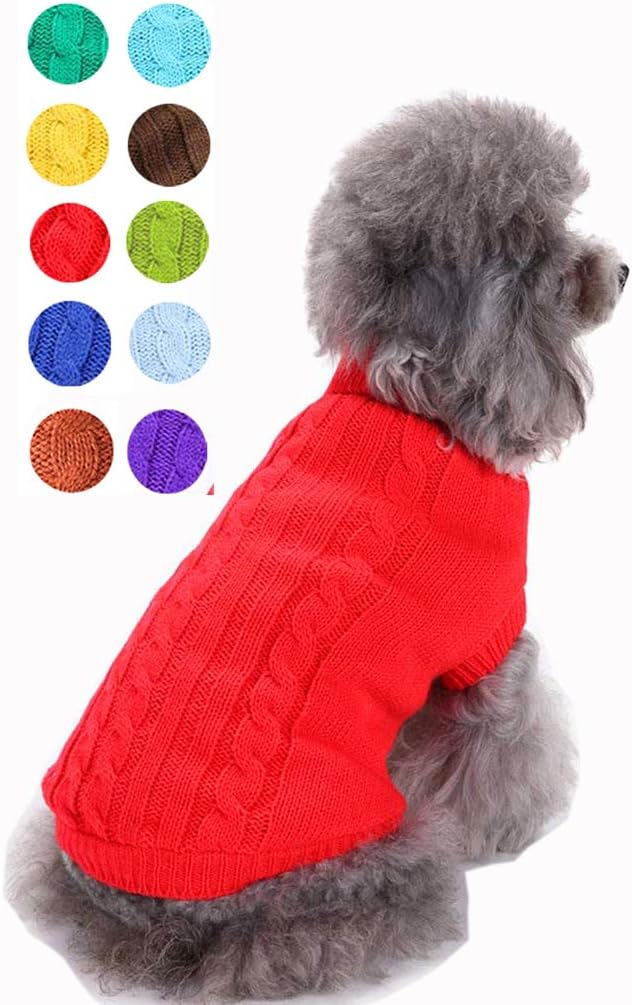 Dog Sweater for Small, Medium, Large Dogs - Warm Winter Classic Turtleneck Pet Clothes - Cute Christmas Coat for Puppies, Cats, Girls, Boys