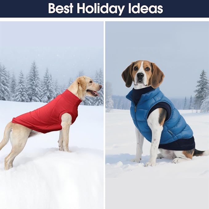 ‌IECOii 2 Pack Fleece Dog Sweater Pullover for Weiner, Cozy Stretchy Thermal Winter Clothes for Medium Breeds with Leash Hole, Soft Pet Hoodie for Indoor & Outdoor (Size L, Rose Red & Dusty Pink)