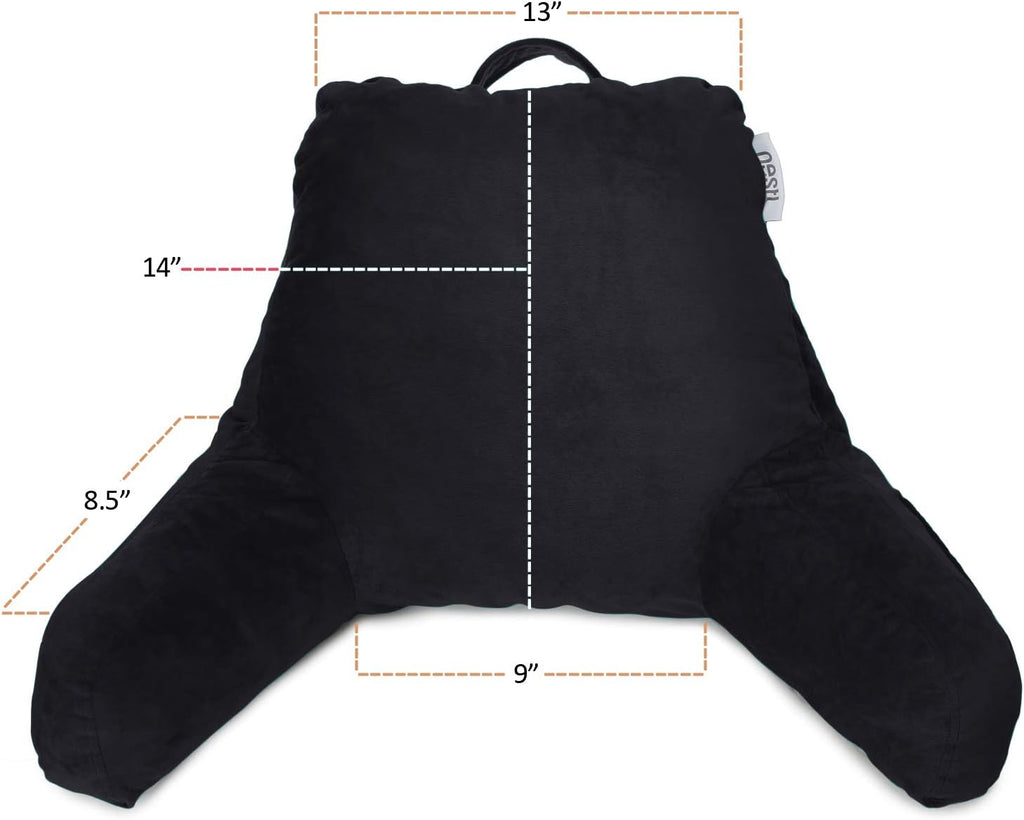 Nestl Reading Pillow for Kids & Teens with Shredded Memory Foam, Backrest Pillows for Reading, Watching, and Gaming, Use on The Couch, Bed, or Floor, Adjustable Support with Washable Cover Black