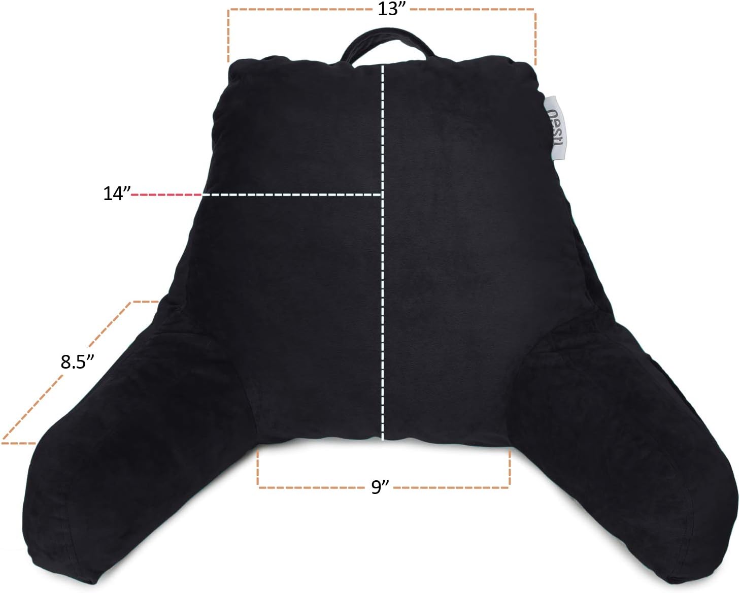 Nestl Reading Pillow for Kids & Teens with Shredded Memory Foam, Backrest Pillows for Reading, Watching, and Gaming, Use on The Couch, Bed, or Floor, Adjustable Support with Washable Cover Black