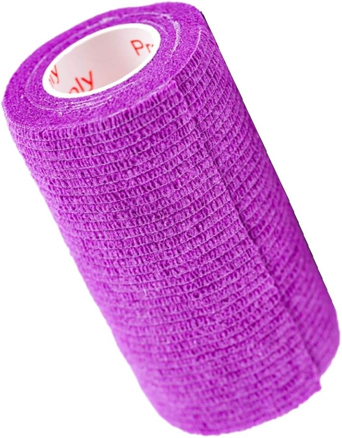 4 Inch Vet Wrap Tape Bulk (Purple) (Pack of 6) Self Adhesive Adherent Adhering Flex Bandage Grip Roll for Dog Cat Pet Horse