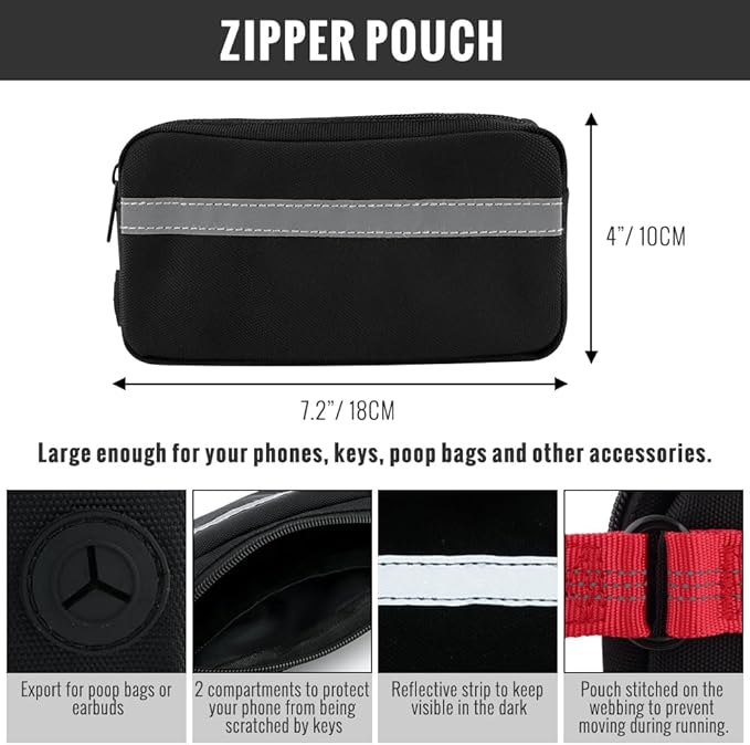 Plutus Pet Hands Free Dual Handle Retractable Bungee Leash with Reflective Stitches, Adjustable Waist Leash for Dog Walking Running Jogging, Medium Large Dogs